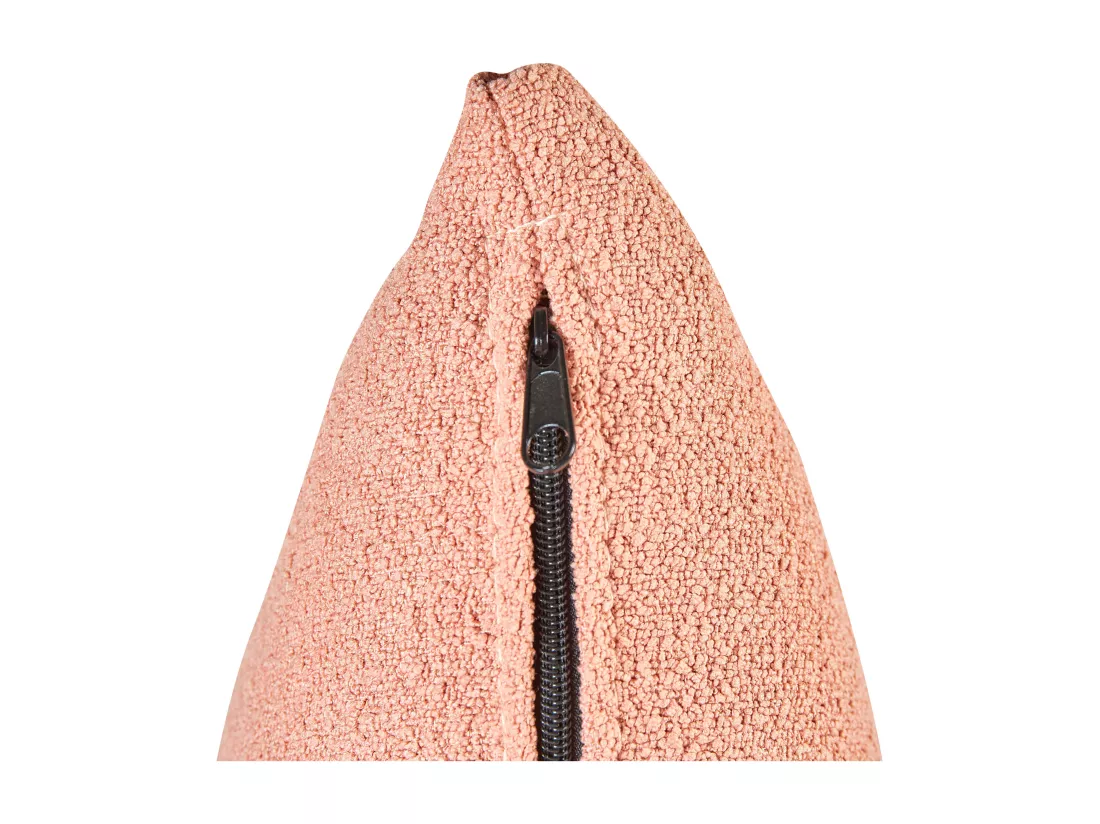 Méridienne d'angle à droite en tissu bouclé rose pêche CHEVANNES