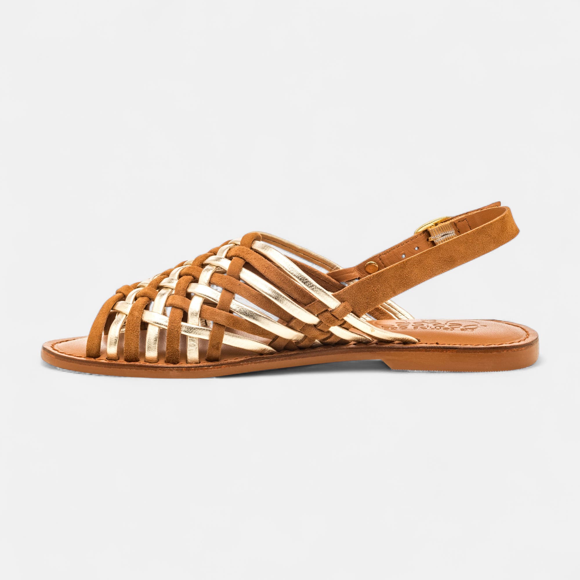 Nu-pieds Femme en cuir cognac
