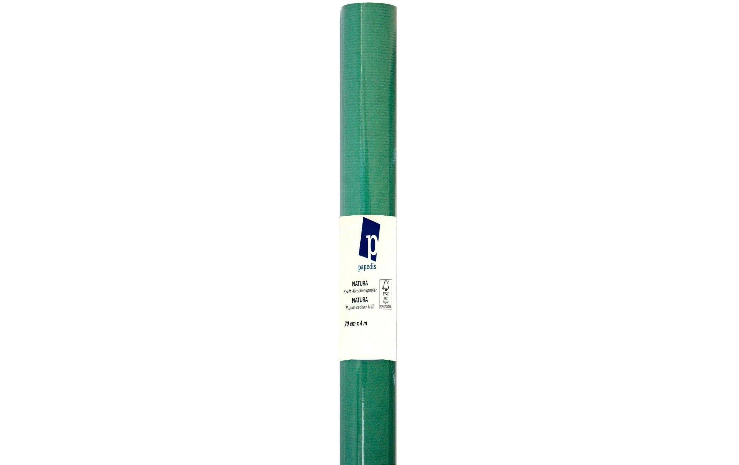 Geschenkpapier Kraft 1 Stück, Grün/Weiss, 70 cm x 4 mGeeignet als Geschenkverpackung oder Einfasspapier für Bücher