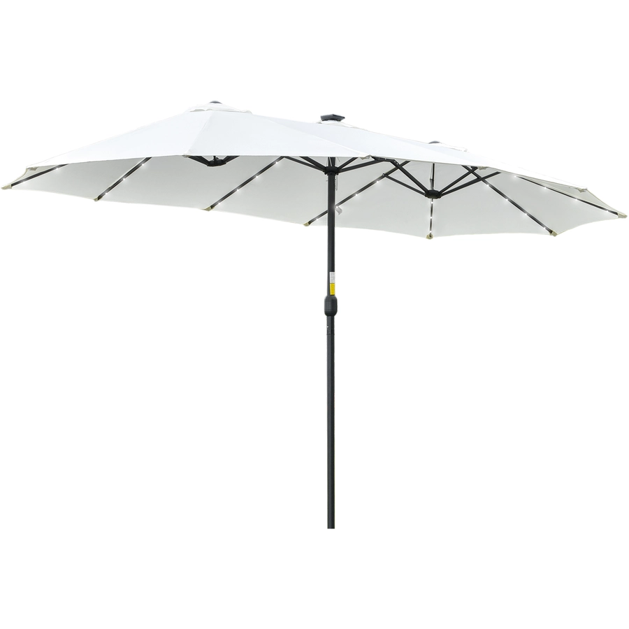Outsunny Sonnenschirm mit Solar-LED-Leuchte cremeweiß