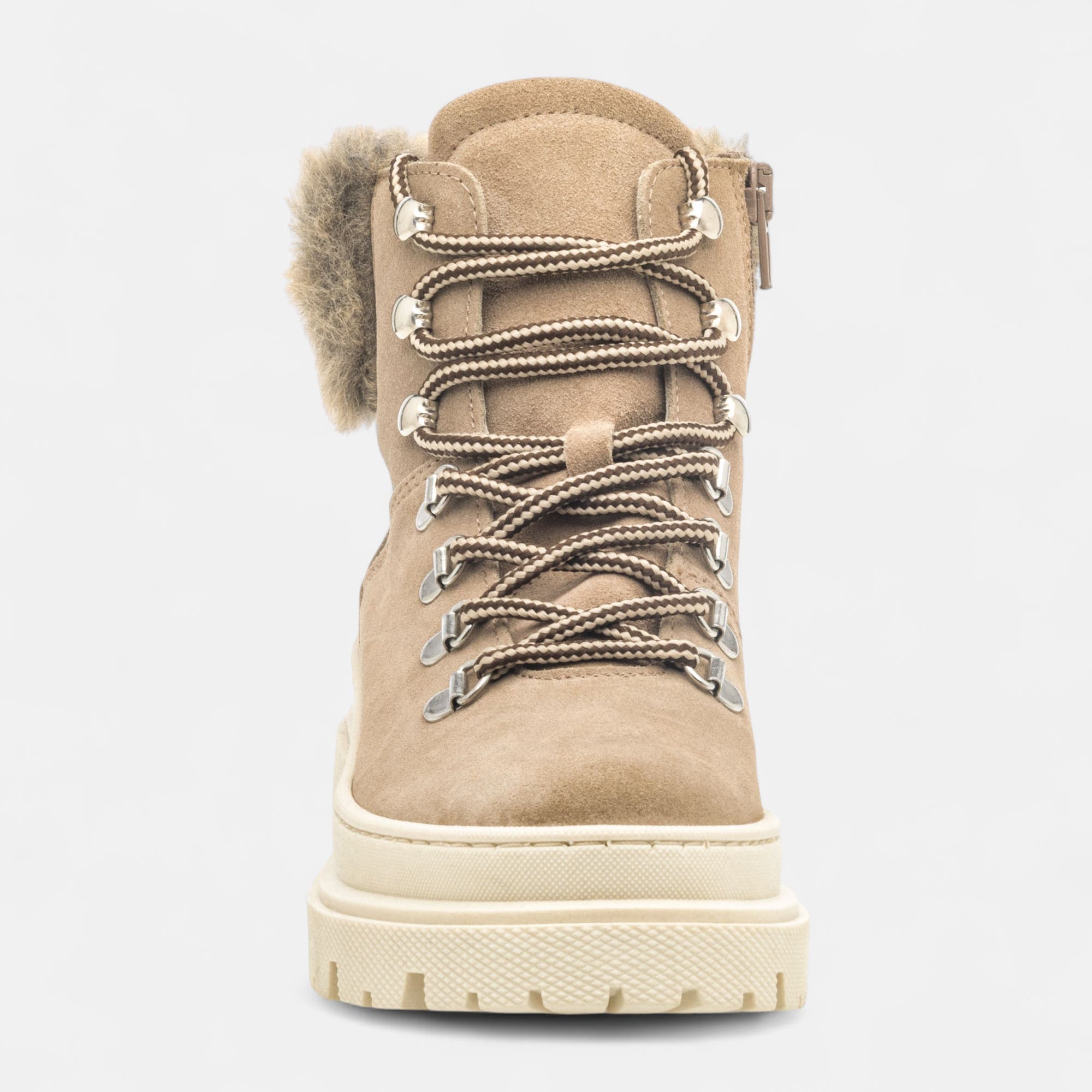 Bottines à lacets Femme en cuir beige