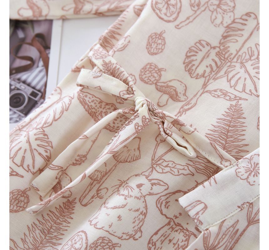 Dogini - Kimono pyjamatop / badjas / broek / set met elleboogmouwen en paddenstoelenprint