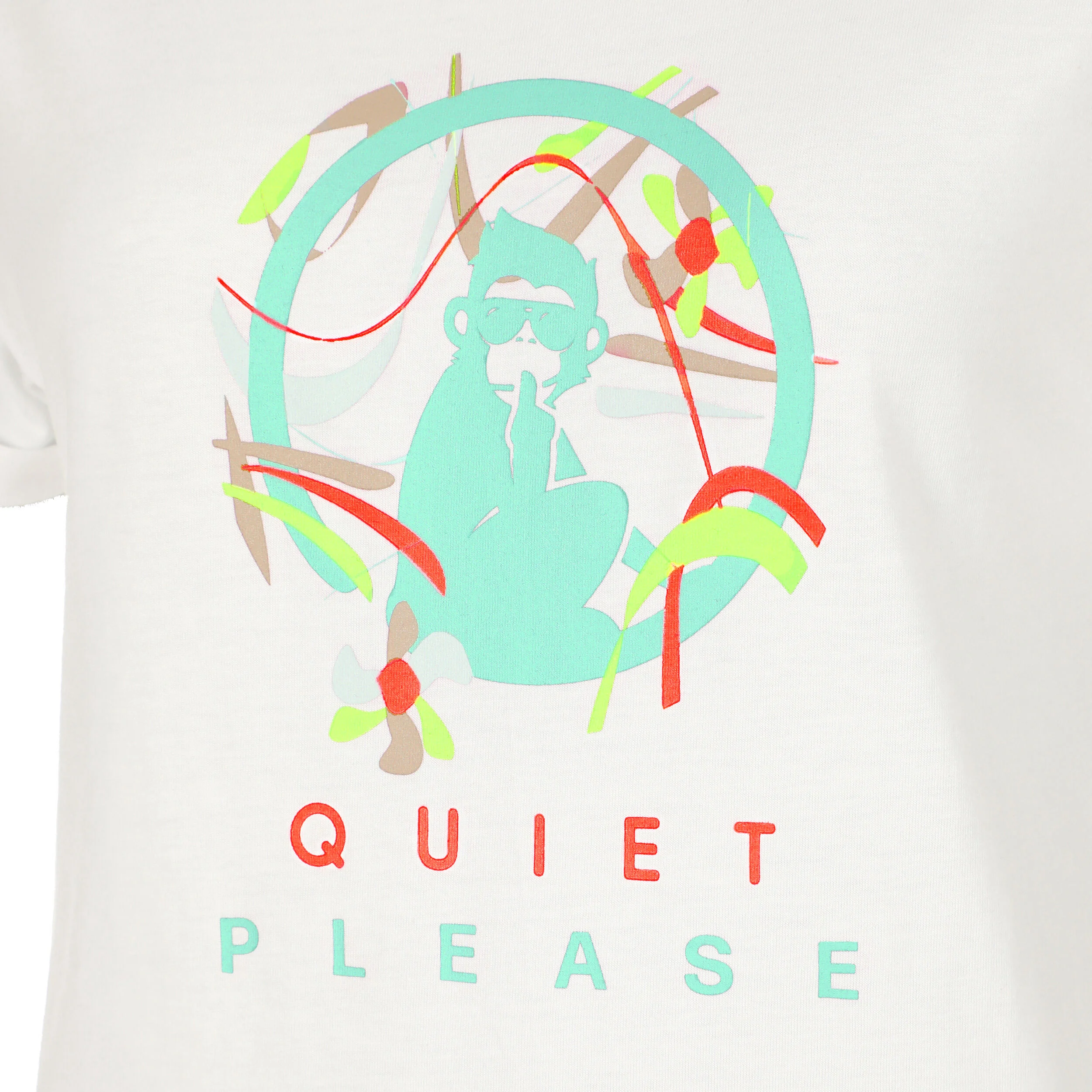 Quiet Please Wild Sketchy T-shirt Femmes - Blanc , Multicouleur