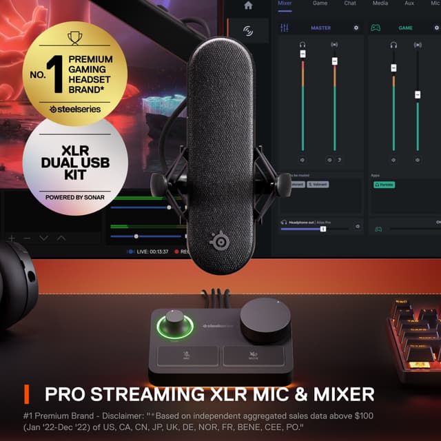 SteelSeries Alias mikrofon med XLR-stream mixer