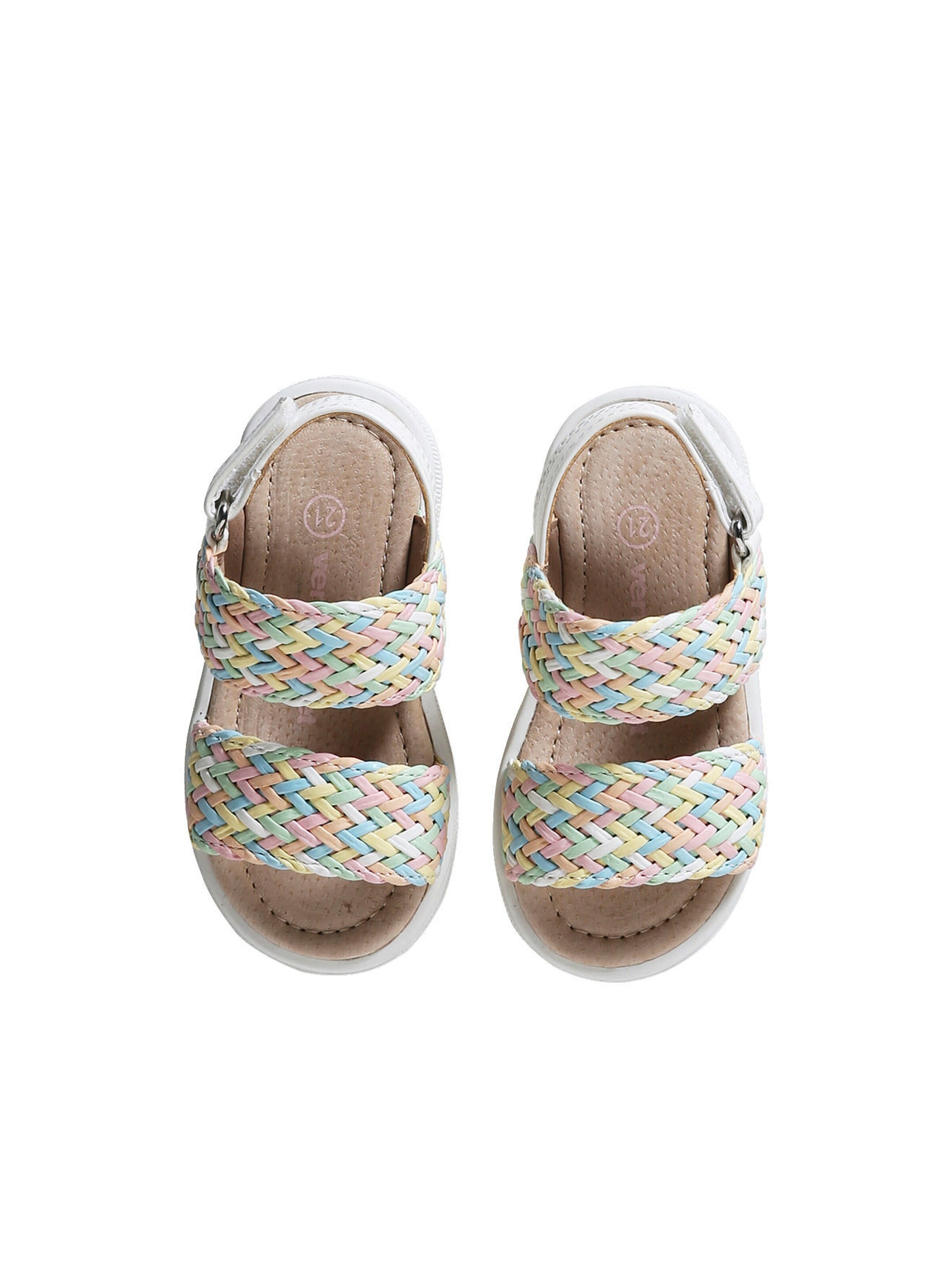 Vertbaudet Baby Klett-Sandalen mit nachtleuchtenden Flechtriemen mehrfarbig