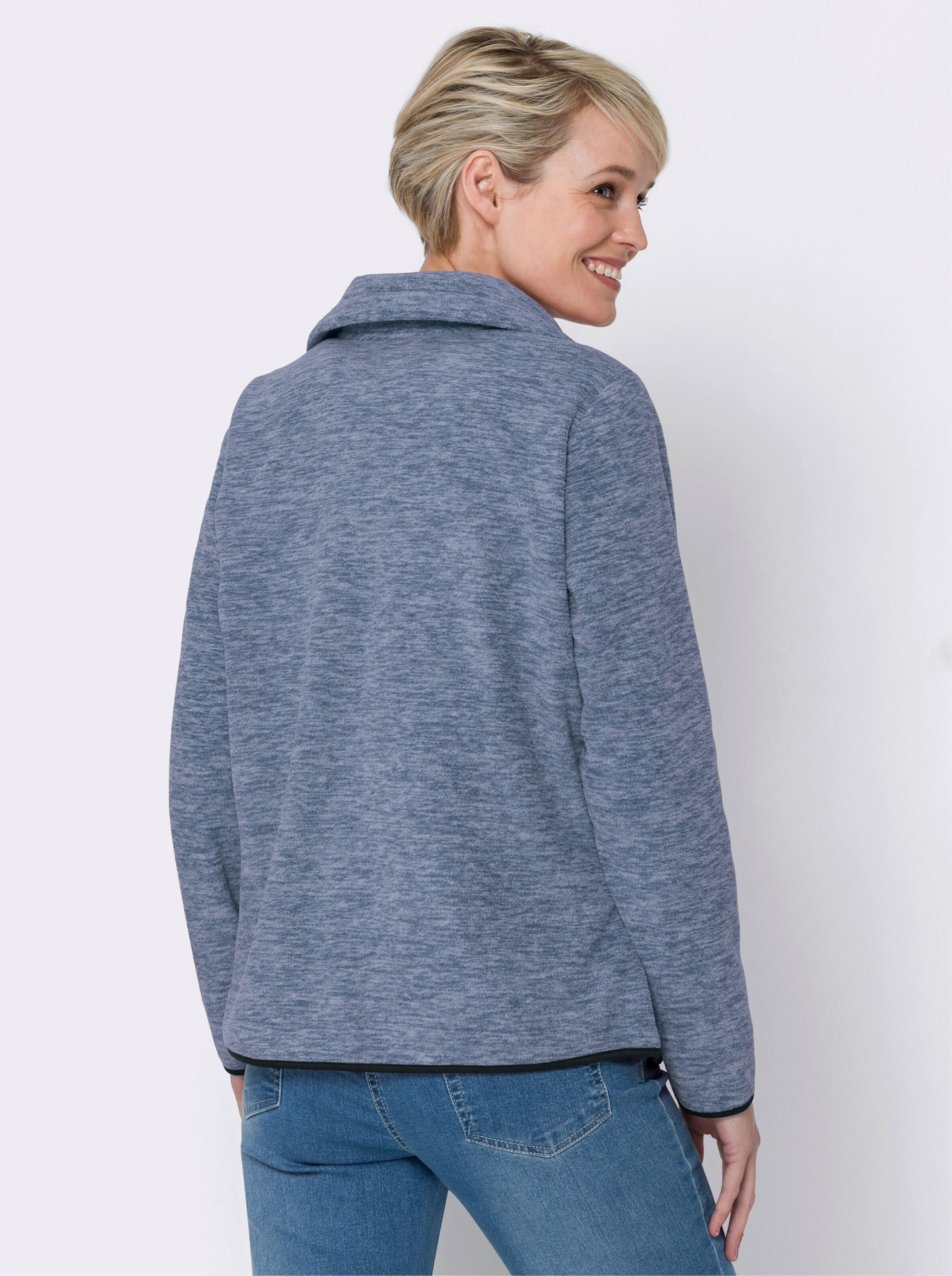 Fleecejacke mit Stehkragen, weiteregulierbar