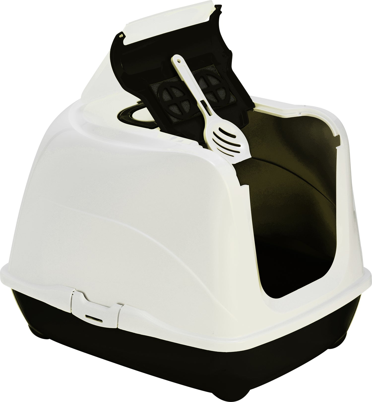 Moderna kattenbak Flip Cat Jumbo zwart / wit 43,9 x 57,6 x 41 cm