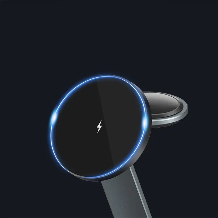 (15W) 3in1 MagSafe Ladegerät Qi Wireless Charger für Apple iPhone / Apple Airpods / Apple Watch Ladestation - Schwarz / Grau