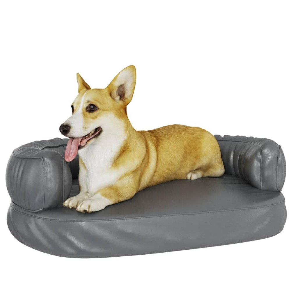 Lit pour chien ergonomique mousse gris 60x42 cm similicuir