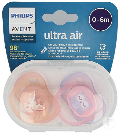Philips Avent Sucettes Ultra Air New Berry 0-6 Mois Modèle Fille 2 Pièces