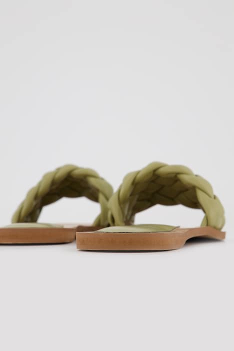 Leder-Pantolette, Lamm-Nappaleder, Flecht-Riemen