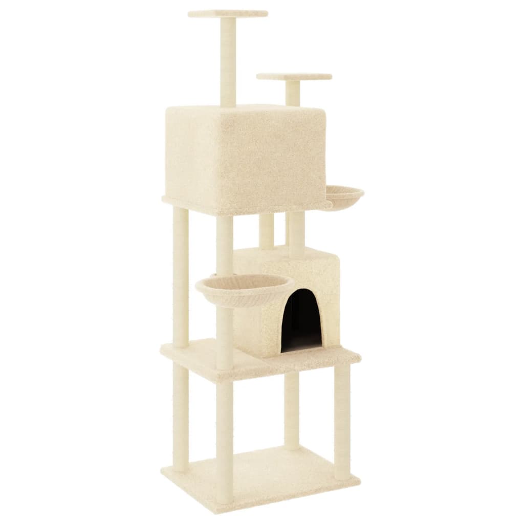 Arranhador para gatos vidaXL com postes de sisal creme, 180 cm