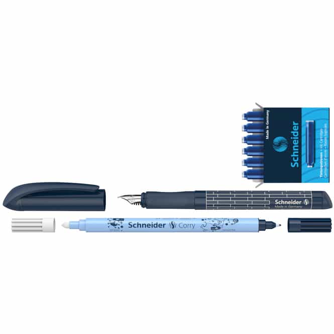Füllhalter Easy Pen mit Tintenlöscher + 6 Patronen