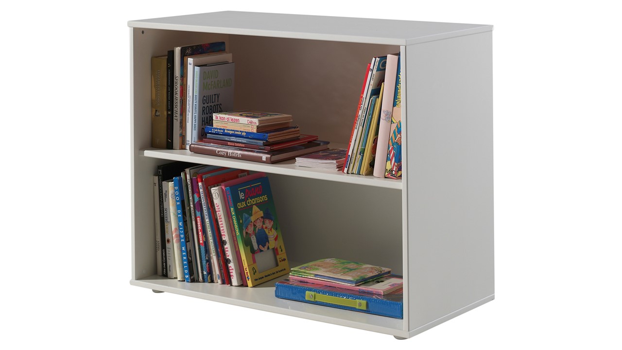 Halfhoogslaper Pino met commode met 2 deuren en boekenkast white