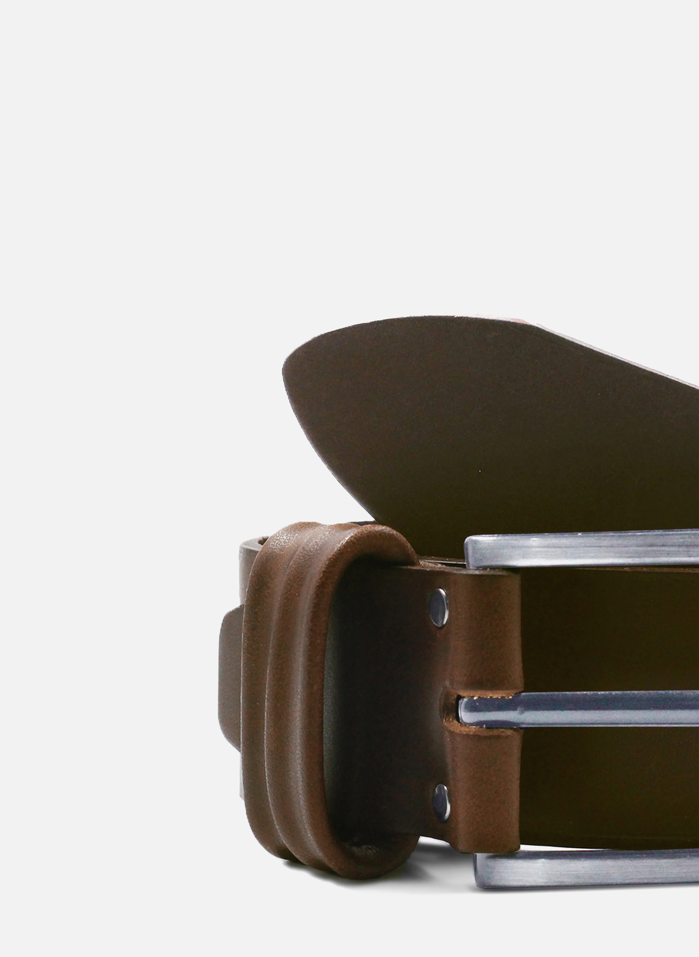 Ceinture casual cuir lisse | Marron