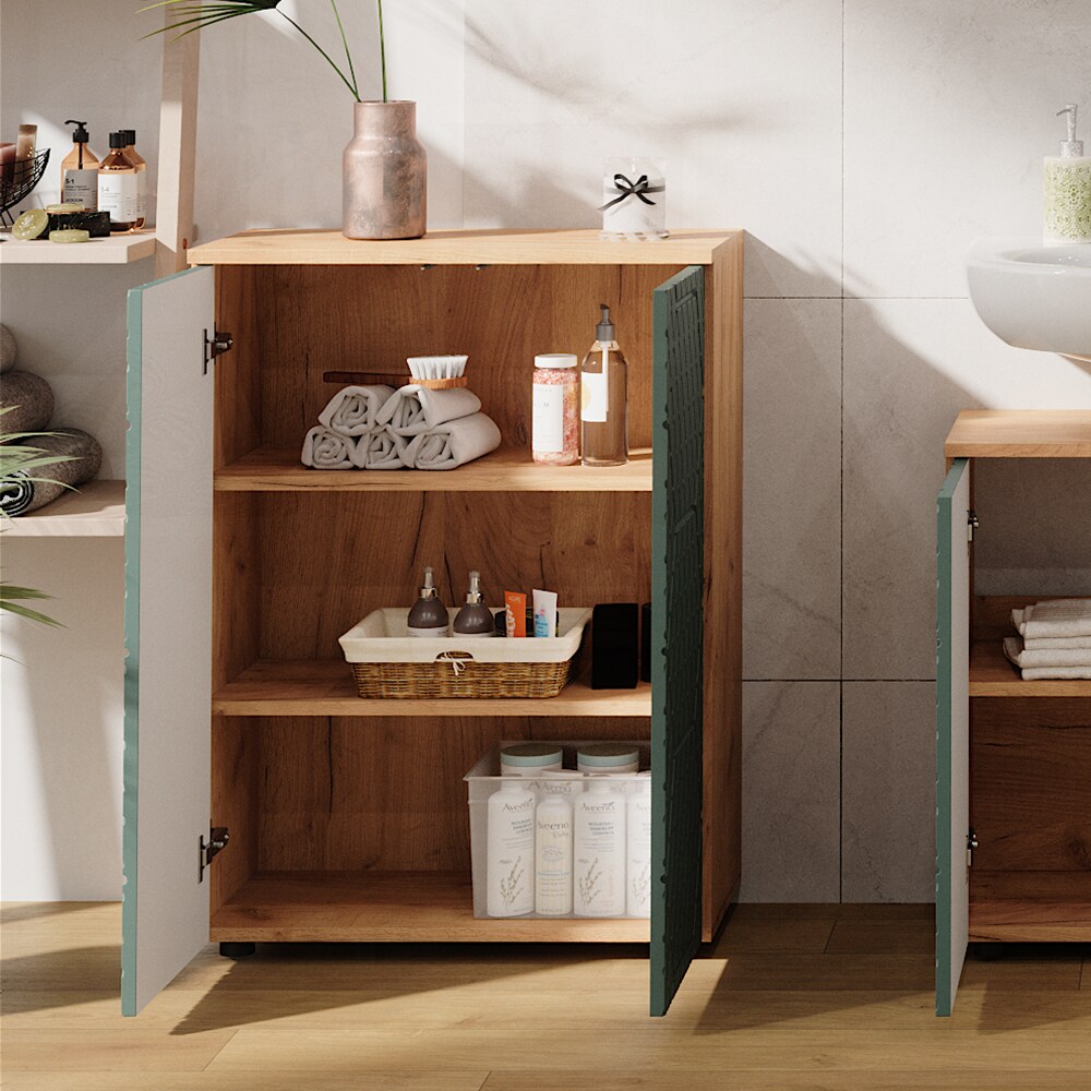 Vicco Badschrank Irma Eiche Grün 60 x 81 cm Badezimmer
