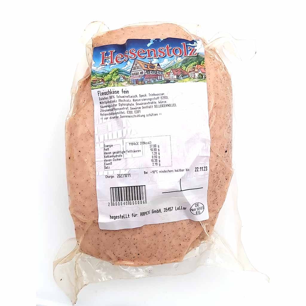Hessenstolz Fleischkäse fein 1000g MHD:10.1.25