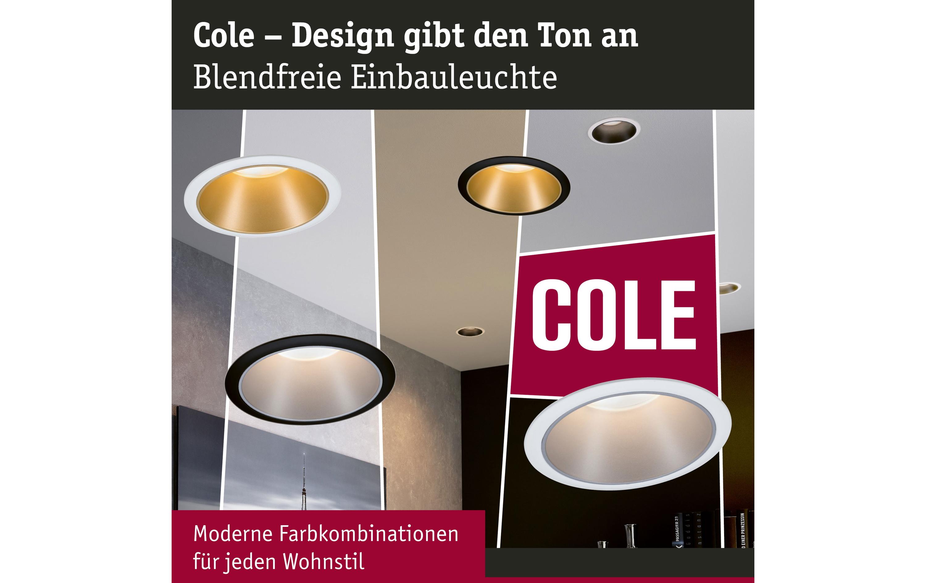 Einbauspot Cole, 1 x GU10, 10 W, Schwarz/ GoldSpotleuchte