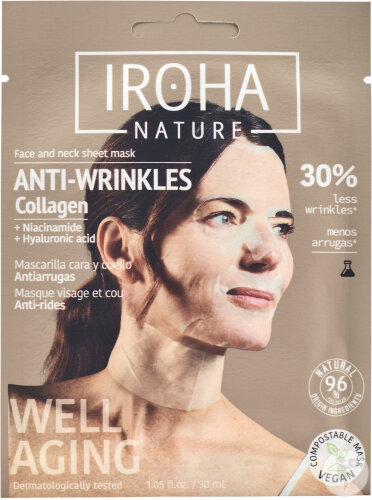 Iroha Masque Tissu Visage Et Cou Collagène Anti-Âge 1 Pièce