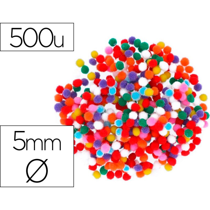 Pompons fontorpin polypropylene taille mini 5mm mix couleurs assorties 500    unites