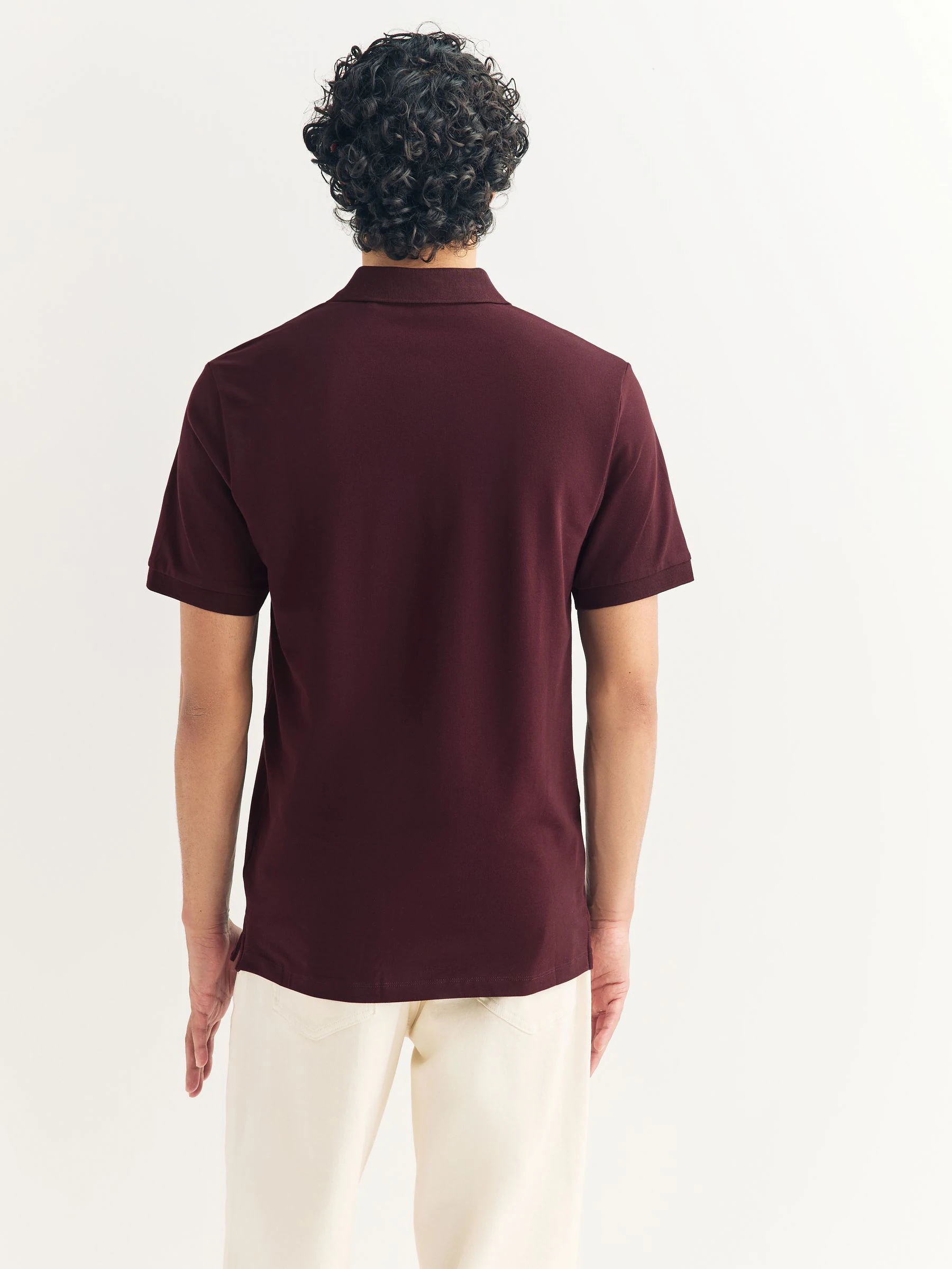 Bordeauxrood - Slim Fit - Long-Sleeve Pique Polo Shirt