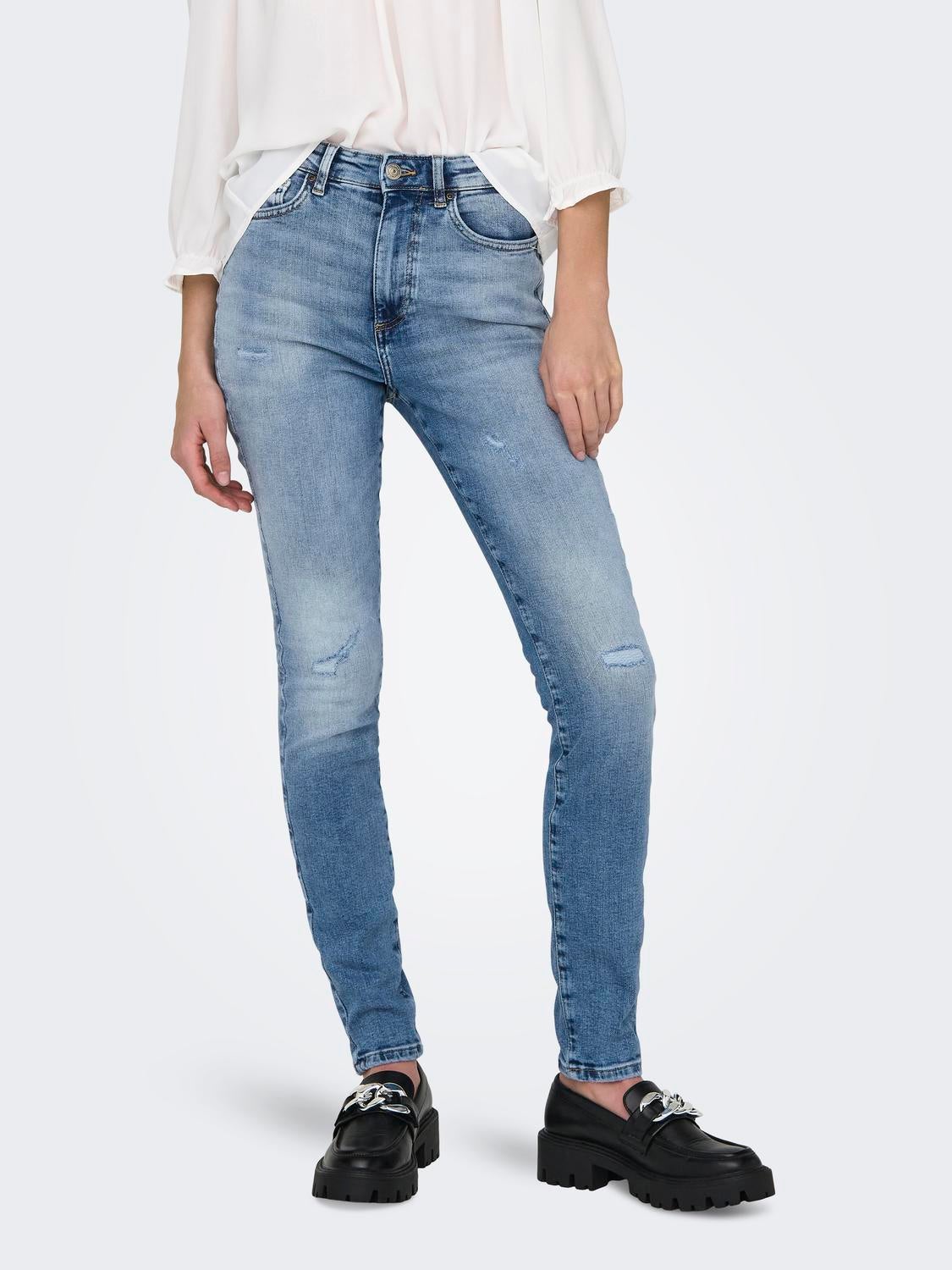 ONLFOREVER Hohe Taille Skinny Fit Jeans Light Medium Blue Denim