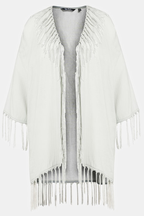 Blusen-Kimono, Fransen, Oversized, 3/4-Arm