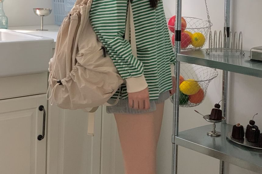 SeoulPop - Gestreept T-shirt met lange mouwen en losse pasvorm