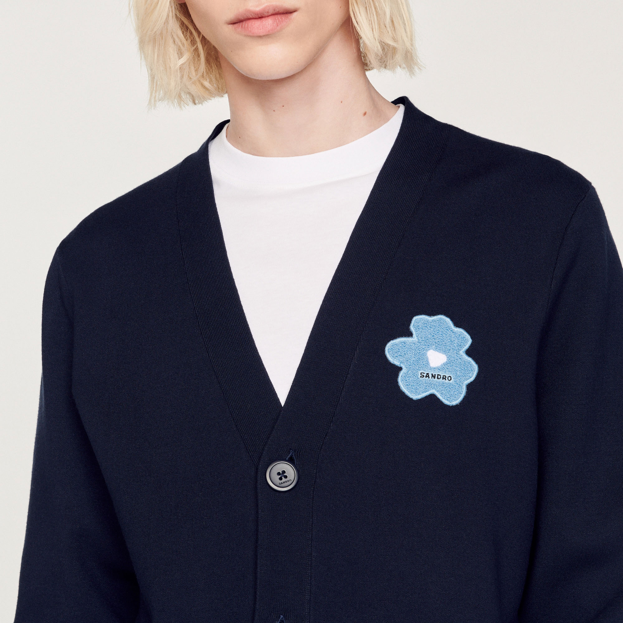 Cardigan patch fleur