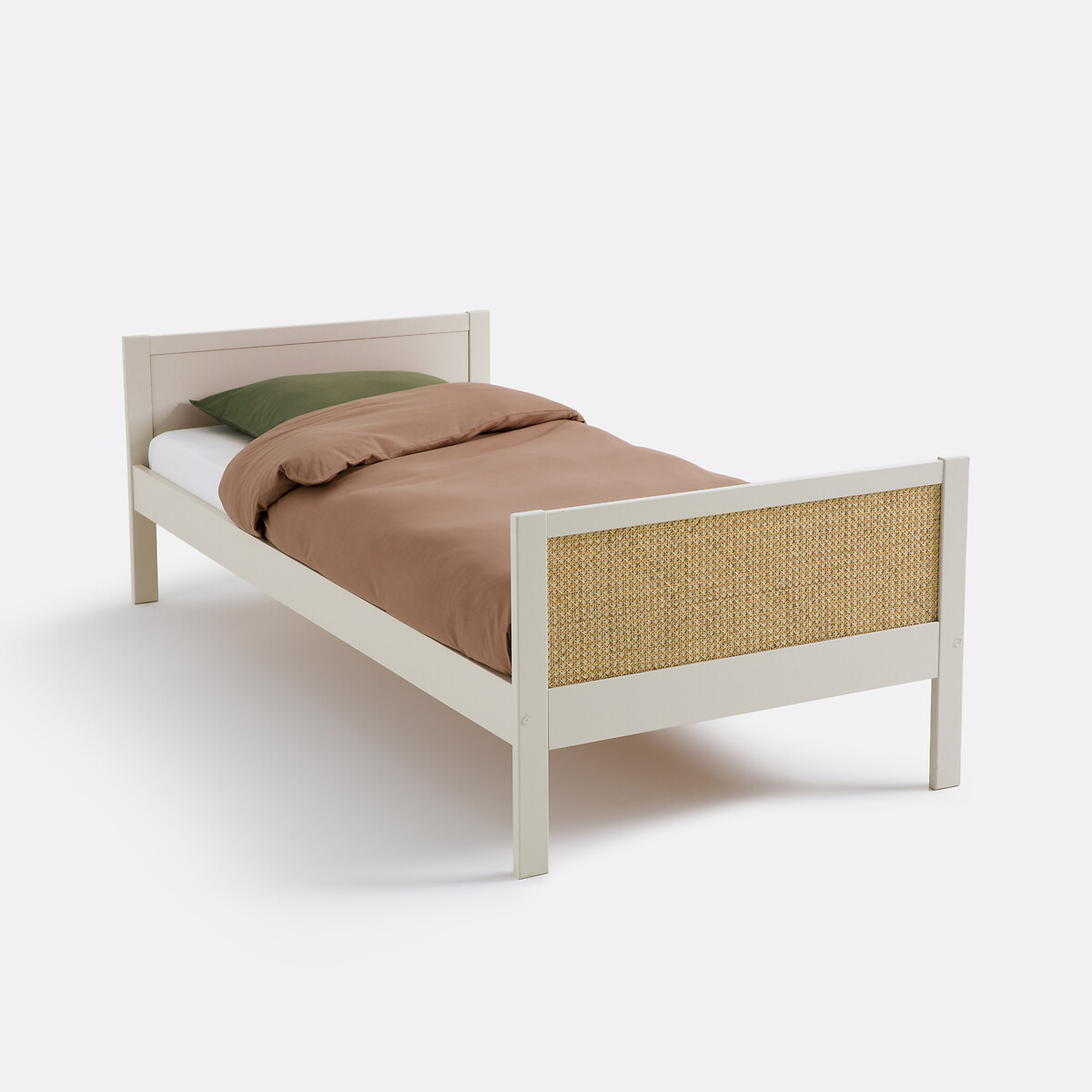 LA REDOUTE INTERIEURS<br>Cama de solteiro em pinho e junco com estrado de ripas, Caneo