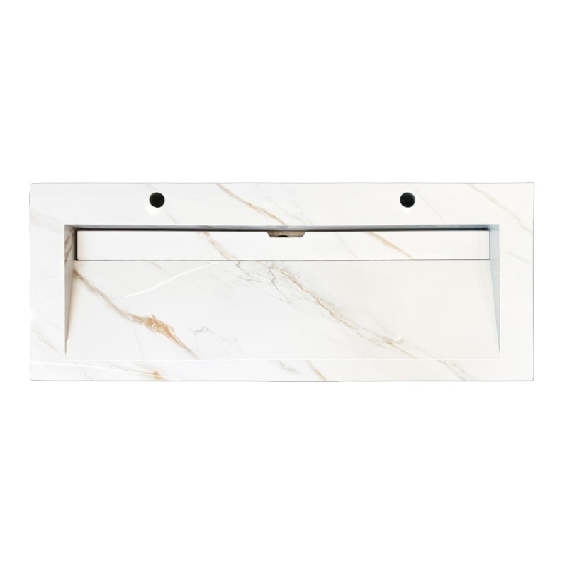 Lambini Designs Quri keramische wastafel 120cm marmer met kraangaten