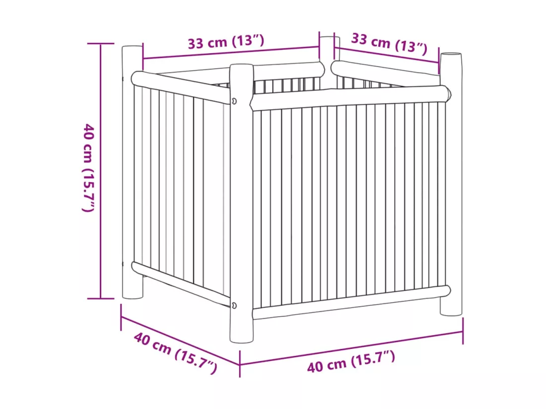 Jardinière bac lit surélevé bambou marron 40 x 40 x 40 cm 02_0037549