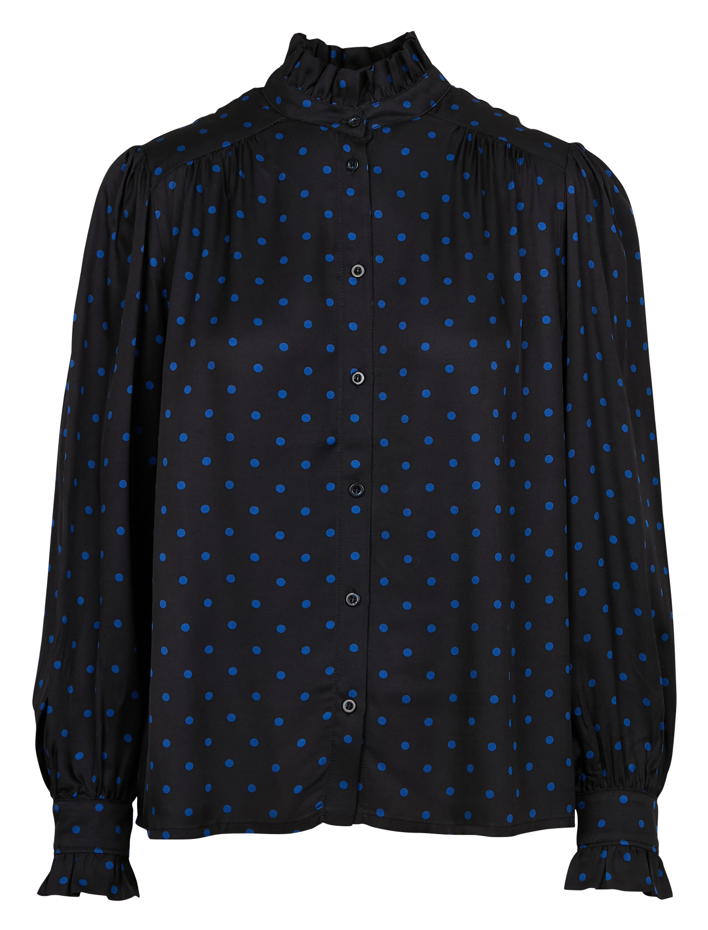 MAXINE - Chemise col victorien droite en coton | Noir