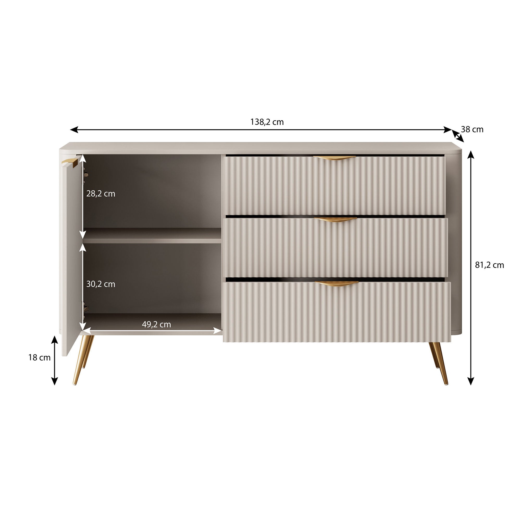 Meubella - Dressoir Lima - Zwart - 138 cm