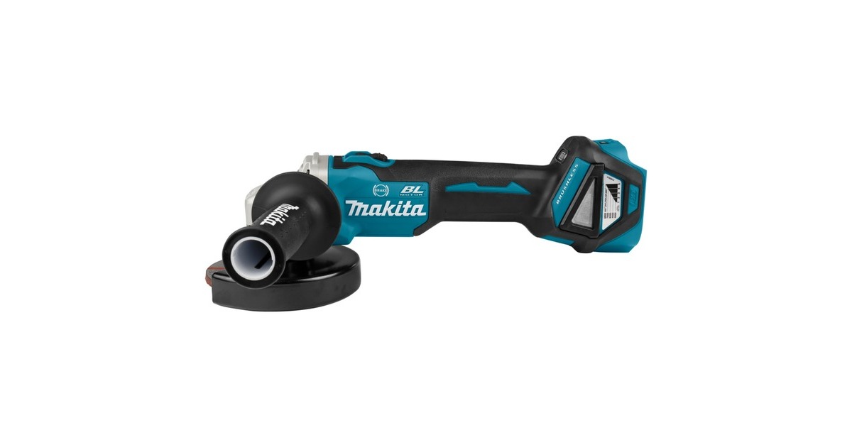 Makita18 V Haakse slijper 125 mm DGA513ZJ  (Blauw/zwart, Accu en oplader niet inbegrepen, in Mbox, met vastzetschakelaar)