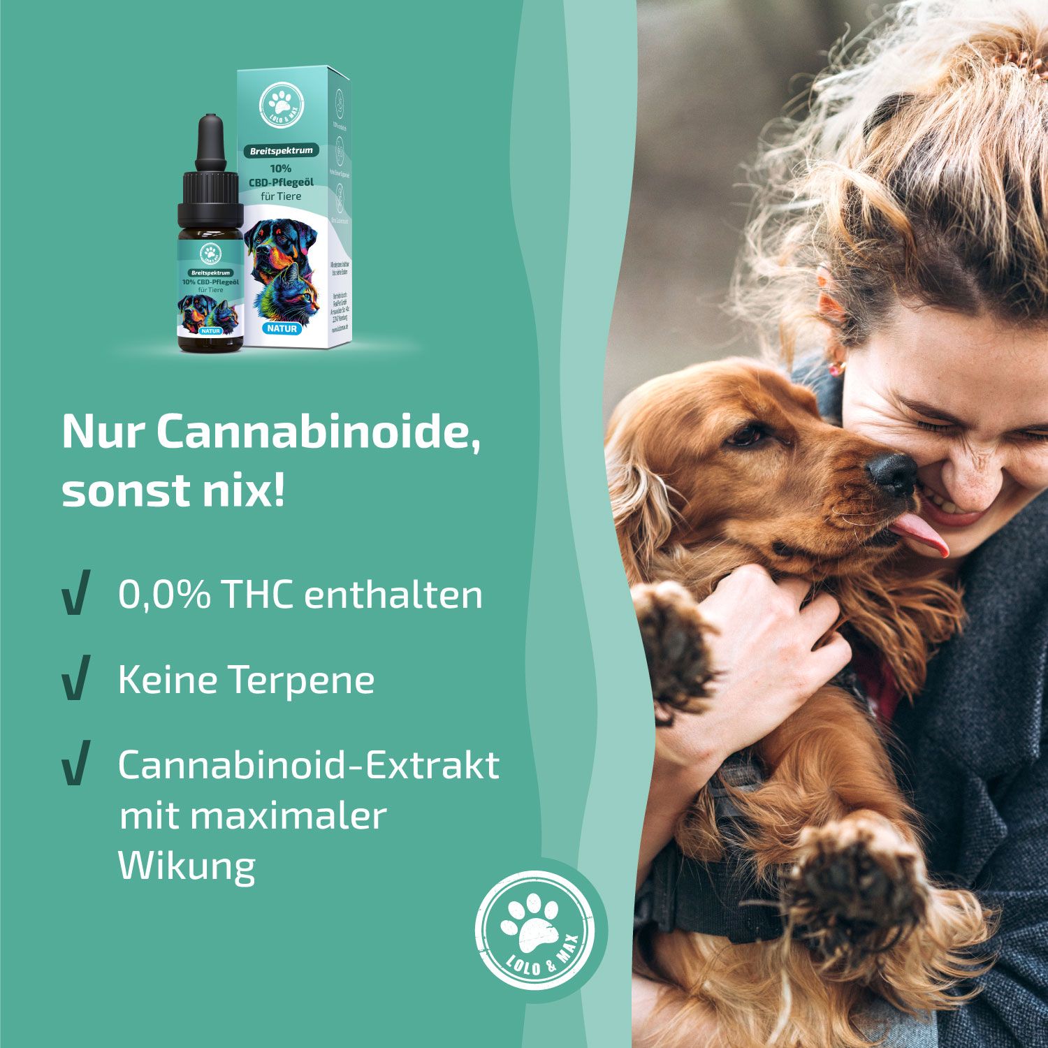 Lolo & Max - 10% CBD-Öl für Hunde & Katzen - Natur