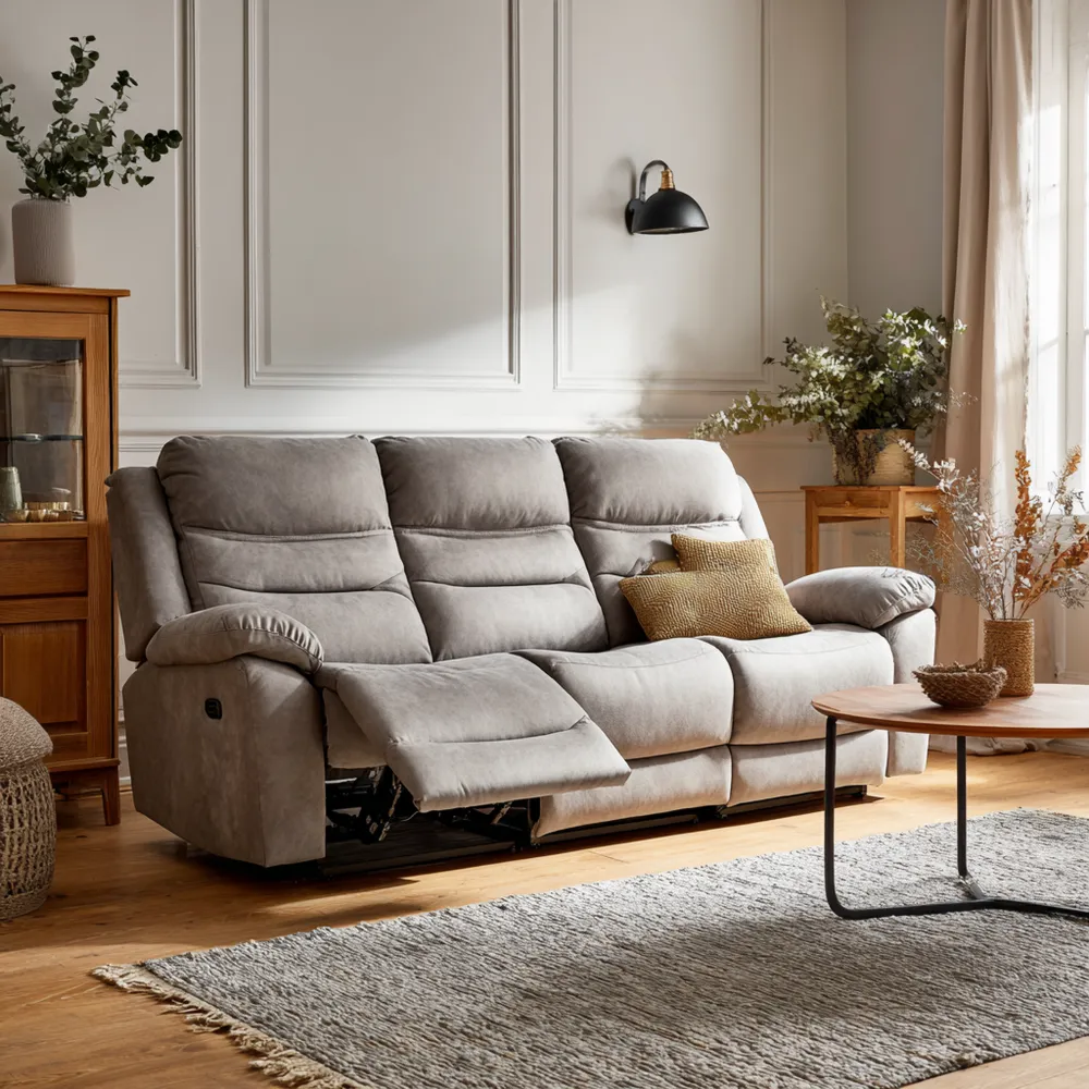 3-Sitzer-Sofa mit Stoffpolsterung 200x90x100 cm - Hellgrau - Modernes Design