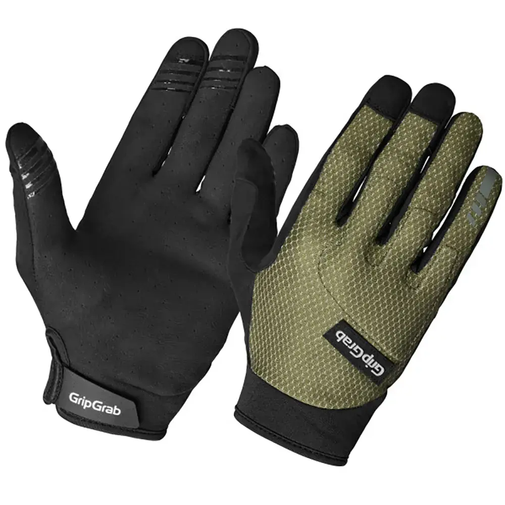 GripGrab Descent Guarded MTB Zomer Fietshandschoenen Lange Vingers Olijfgroen