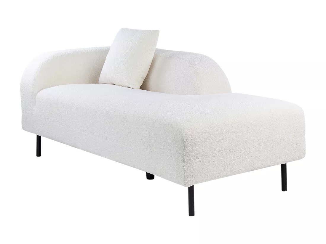 Chaise longue côté droite en tissu bouclé blanc LE CRAU