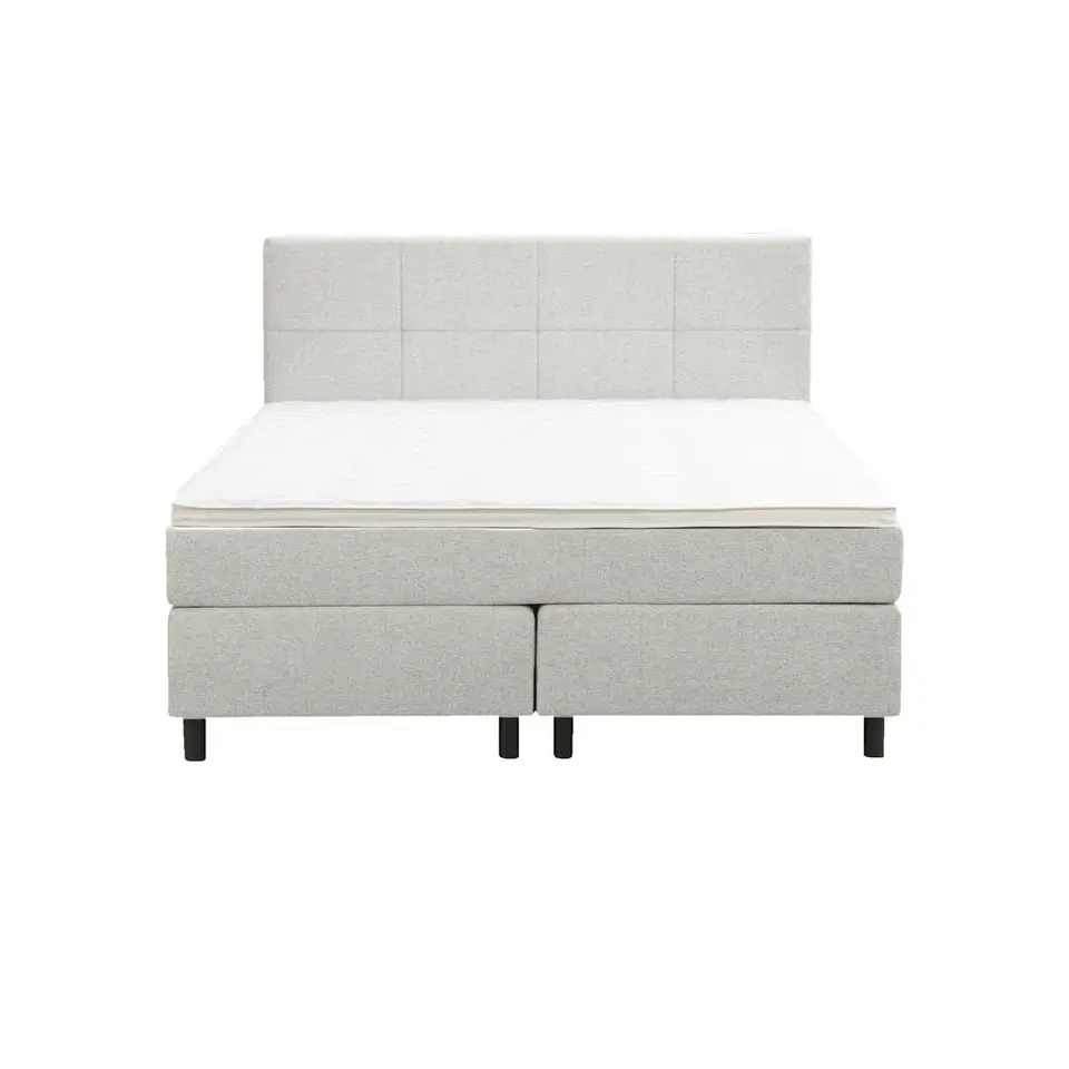 Boxspring Liv geblokt - ecru - 140x200 cm - ronde poot