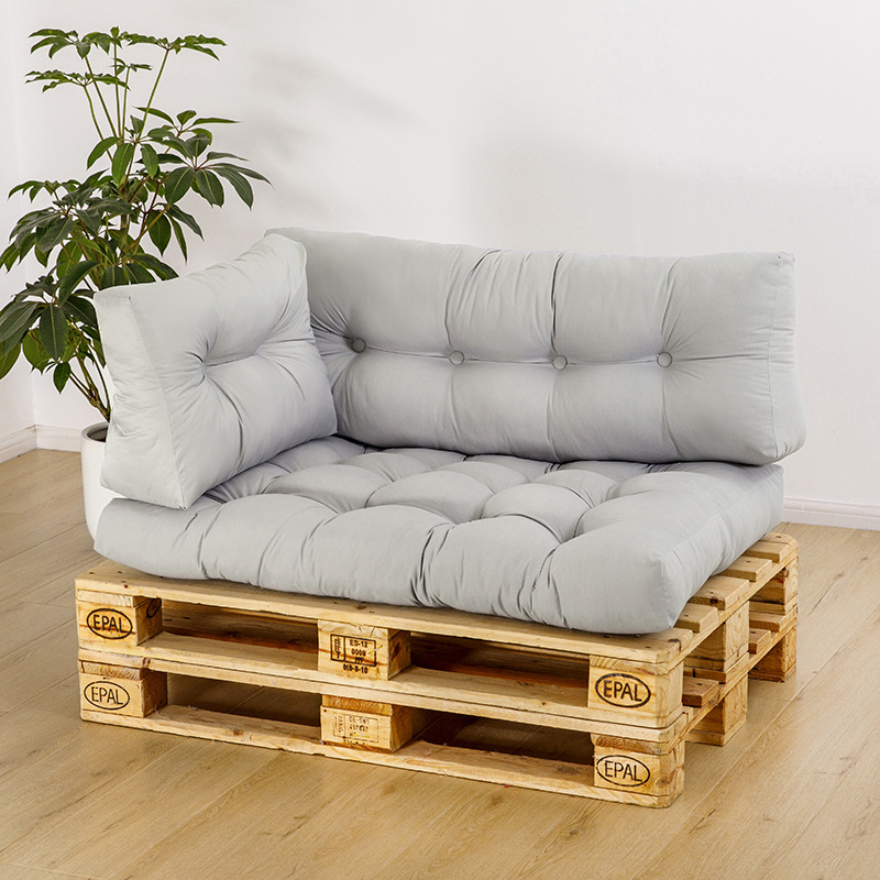 (120x80x12cm) Paletten Kissen Gepolsterte Lounge Sitzauflage mit Rückenlehne - Grau