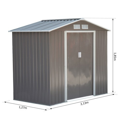 Casinha de jardim metálica Outsunny para armazenamento, cinza