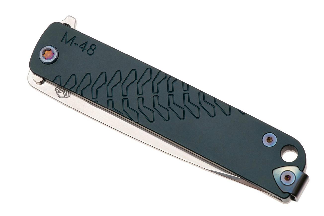 Medford M-48, 25-M48-01, S45VN Tumbled Blade, Blue Aluminum Handle, Flamed Hardware zakmes