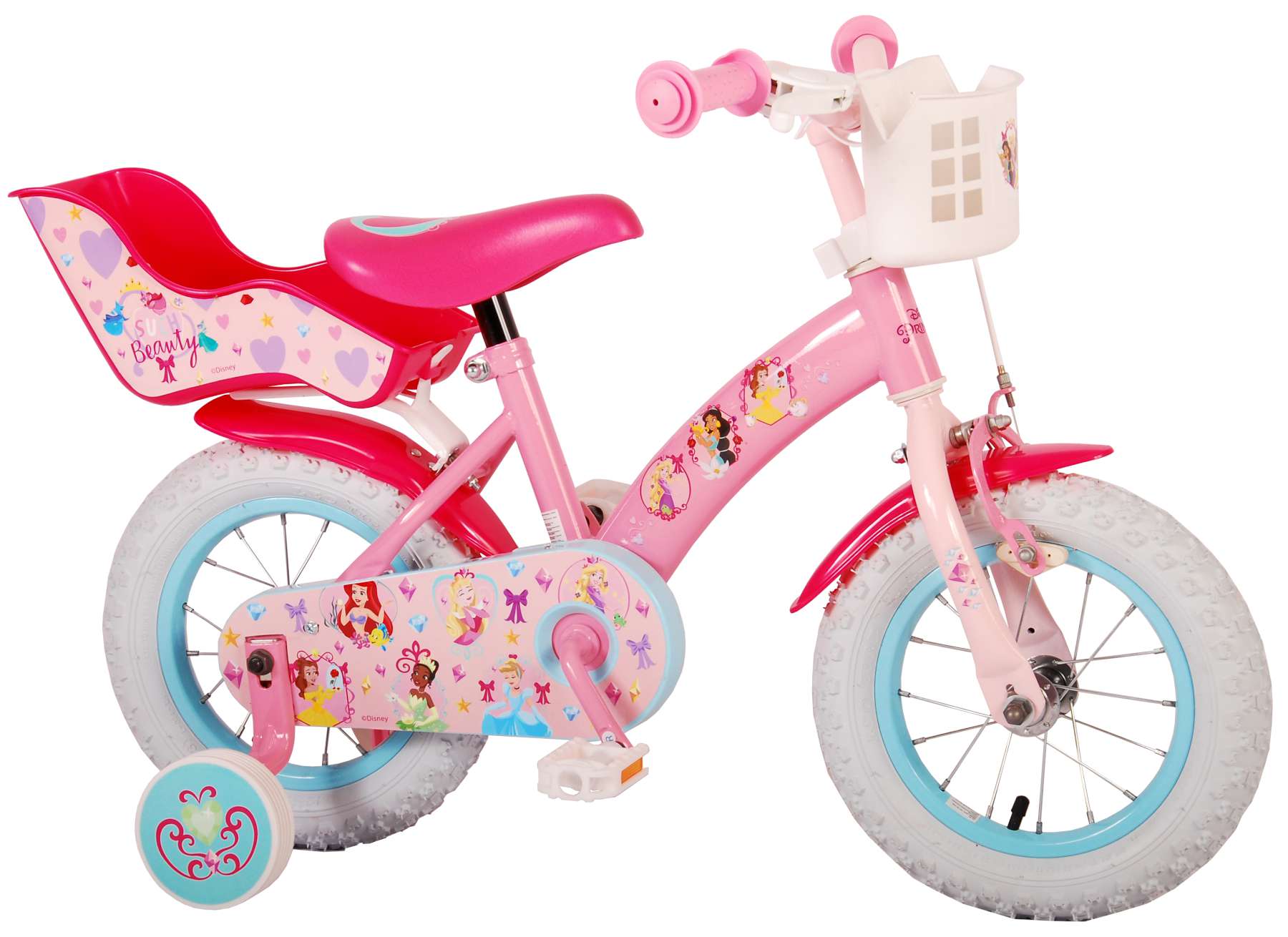Kinderfahrrad Disney Princess für Mädchen 12 Zoll Kinderrad in Pink