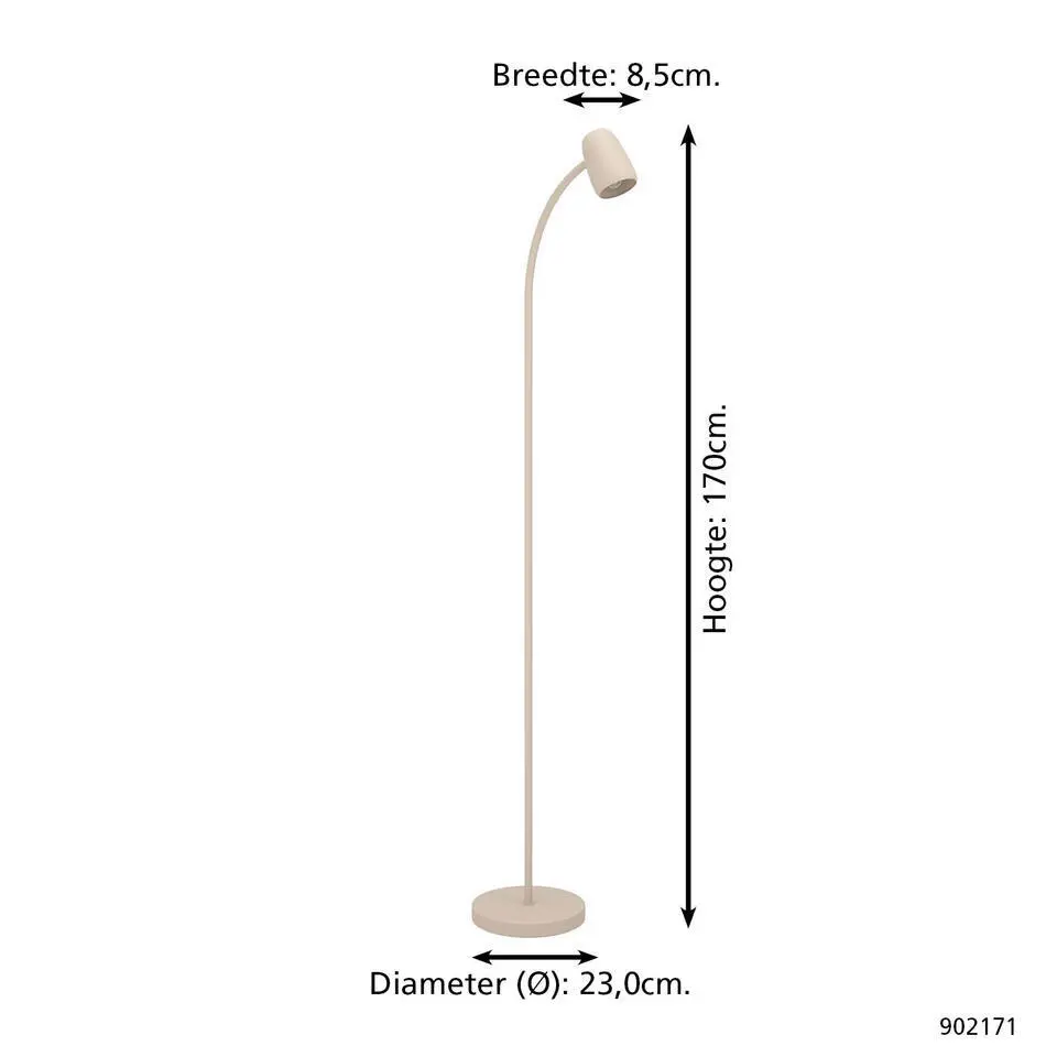 EGLO Carlo Vloerlamp - E14 - 170 cm - Zandkleur - Kantelbaar