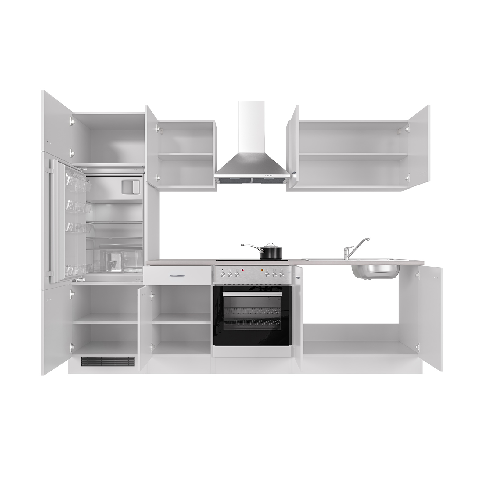 Küchenblock WITO - weiß - mit E-Geräten - 270 cm