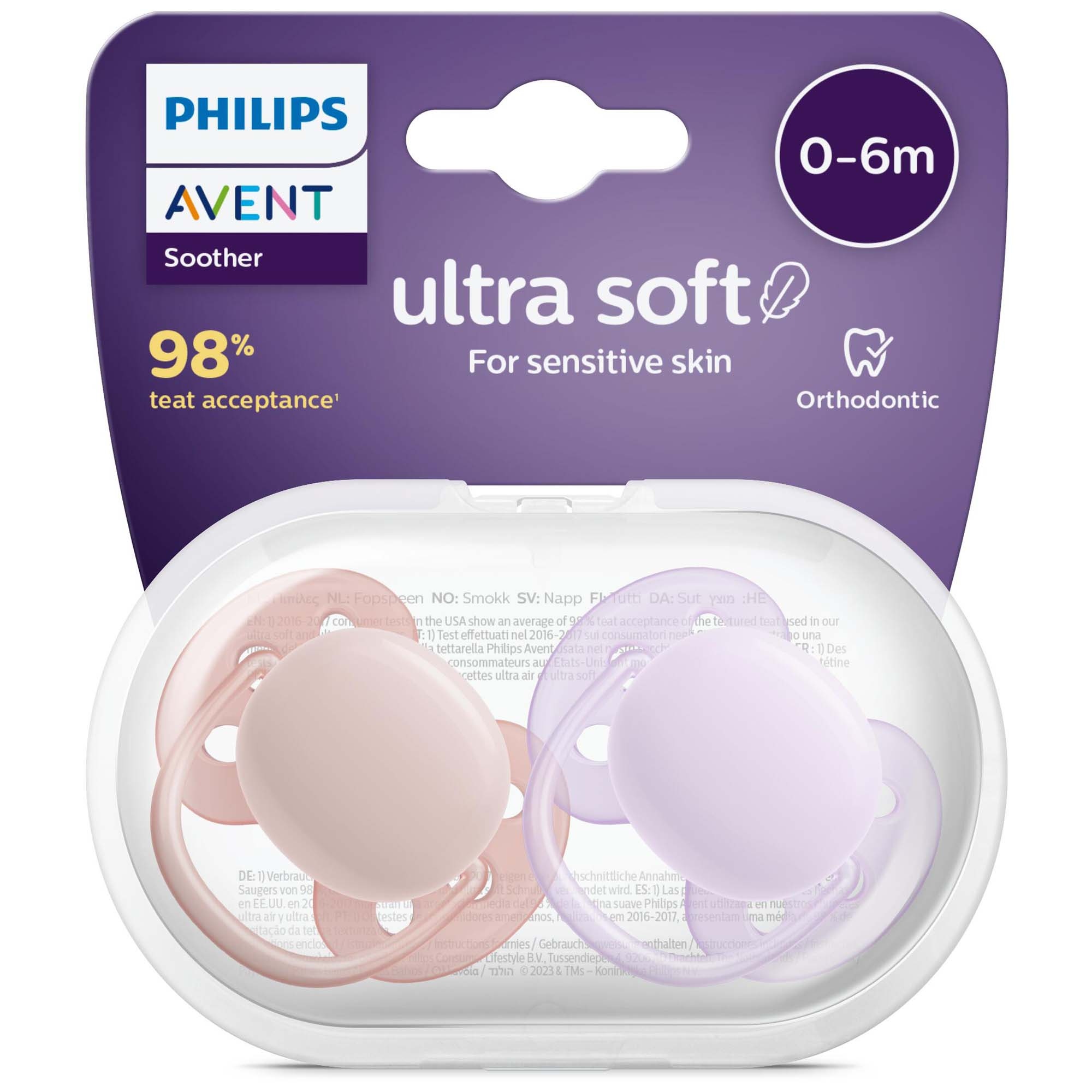 Philips Avent Ultra Soft Fopspeen 0-6 mnd 2-pack roze