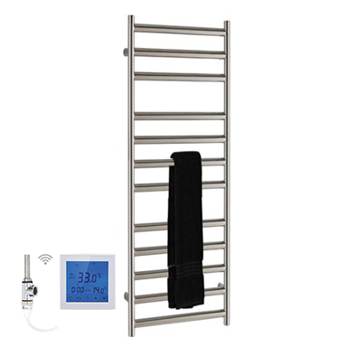 SSI Design Athena elektrische radiator met witte digitale thermostaat RVS geborsteld 80x50cm 150W