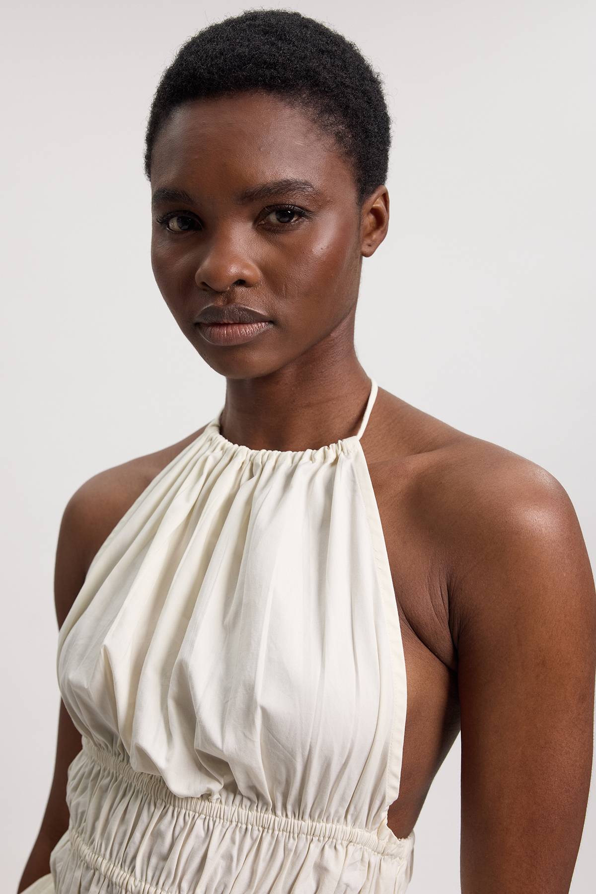 KarenMillen Haut Dos-nu En Coton Froncé