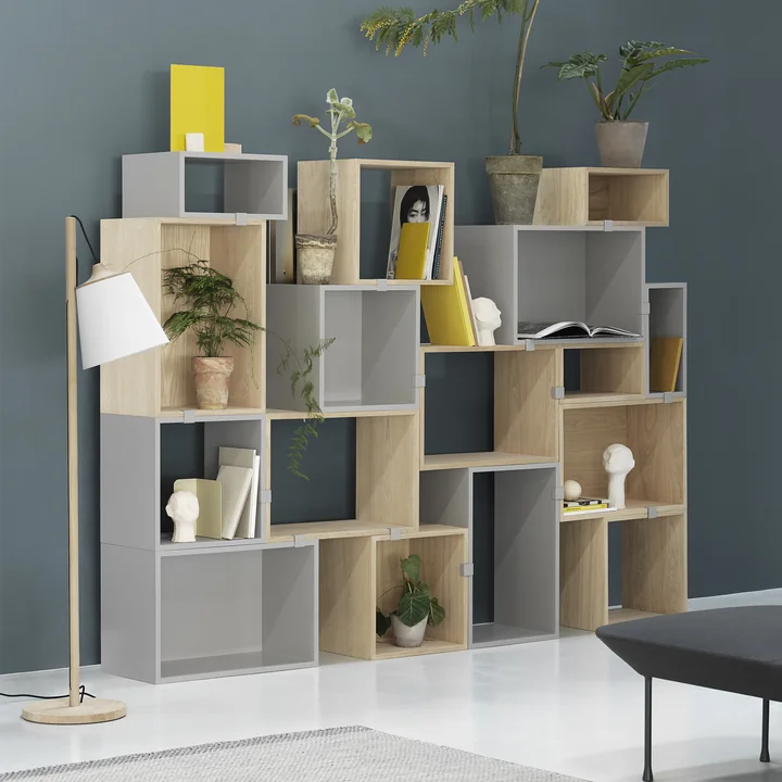Muuto - Stacked System Regalmodul mit Rückwand, large / Eiche